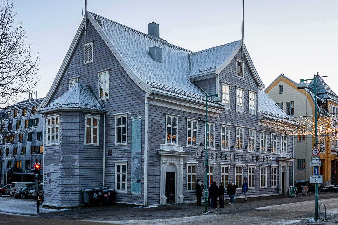 Old, grand building covered in frost